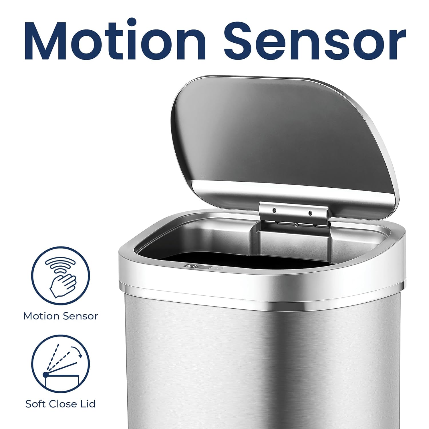 Ninestars 21 Gallons Automatic Large Kitchen Trash Can with Lid, Motion Sensor Trash Can for Kitchen, LivingRoom, Office, 80 Liter X Large Touchless Stainless Steel Garbage Bin (Rectangular)